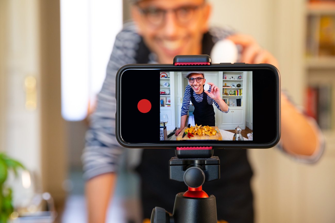 Food Vlogger Recording Live Streaming